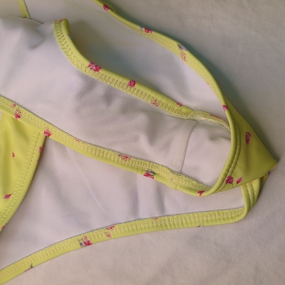 2/$25-Bikini Set- Yellow 3-Pc Triangle Top Low Rise High Cut Bottoms Mesh Skirt - Picture 7 of 8